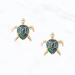 Gold Turtle Abalone Post Earrings