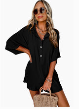 Load image into Gallery viewer, Black Collared Loose Romper