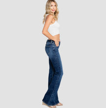 Load image into Gallery viewer, Button Up Low Rise Stone Wash Flare Jeans