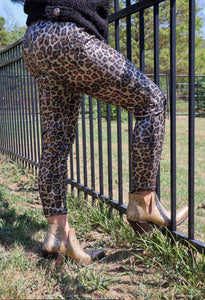 Sequin Leopard Mid Rise Pants