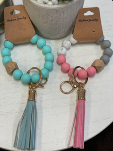 Silicone Beaded Keychain with Tassel