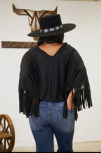 Load image into Gallery viewer, Black Fringe Sleeve Top