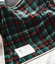 Load image into Gallery viewer, Winter Green &amp; Red Plaid Double Layered Sherpa Blanket