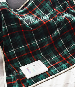 Winter Green & Red Plaid Double Layered Sherpa Blanket