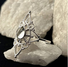 Load image into Gallery viewer, Pointy Lotus Aquamarine Sterling Silver Ring
