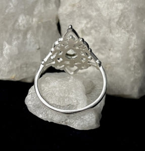 Pointy Lotus Aquamarine Sterling Silver Ring