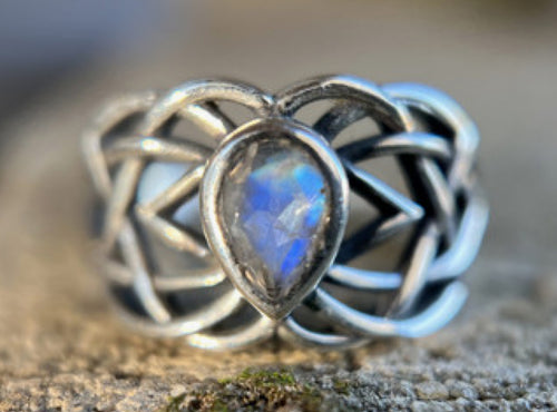Celtic Moonstone Sterling Silver Ring