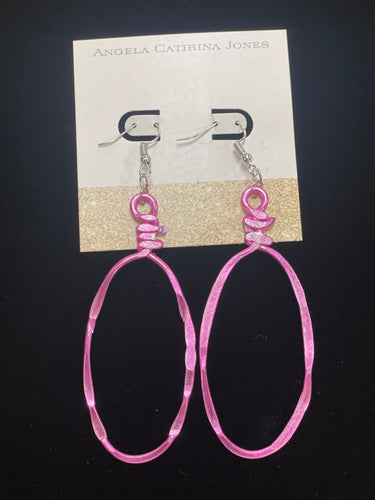 Angela Catirina Jones Medium Electric Pink Oval Dangle Earrings