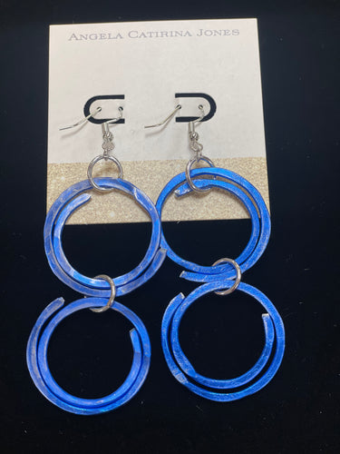 Angela Catirina Jones Electric Blue Medium Double Round Hoop Earrings