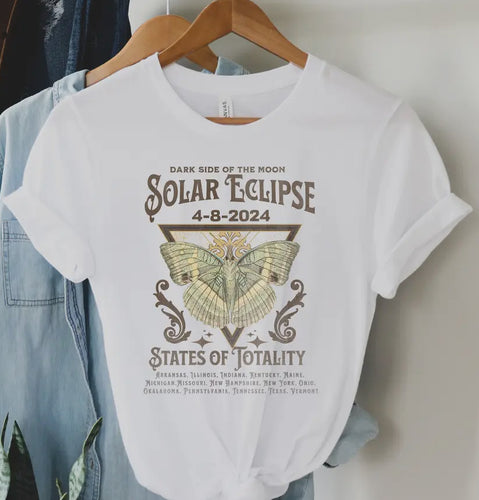 Dark Side of the Moon Solar Eclipse White Graphic Tee