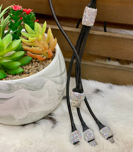 Rhinestone Bling Multi 3 in 1 Phone Charger