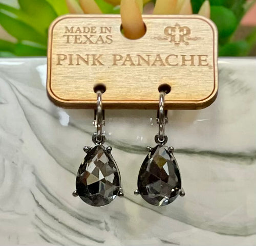 Pink Panache Black Swarovski Crystal Lever-Back Earrings