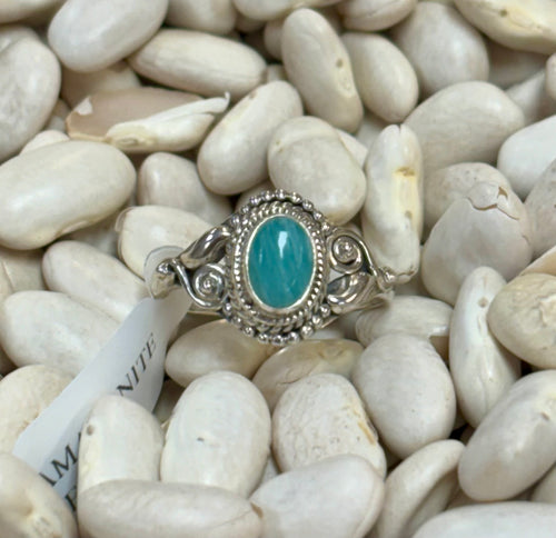 Amazonite Dahlia Sterling Silver Ring - SIZE 7