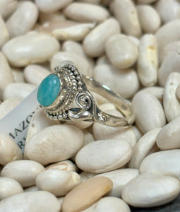 Amazonite Dahlia Sterling Silver Ring
