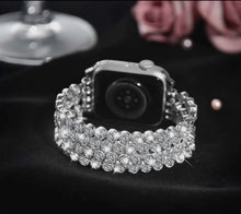 Load image into Gallery viewer, Silver Rhinestone Elastic Smart Watch Band