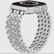 Load image into Gallery viewer, Silver Rhinestone Elastic Smart Watch Band