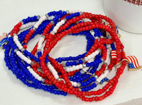 Angela Catirina Jones Red White and Blue Beaded Anklet