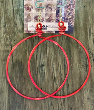 Load image into Gallery viewer, Angela Catirina Jones Round Red Hoop Earrings