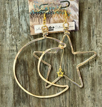 Load image into Gallery viewer, Angela Catirina Jones Champagne Moon and Star Earrings