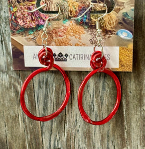 Angela Catirina Jones Round Red Hoop Earrings