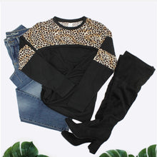 Load image into Gallery viewer, Black Leopard Stripe Long Sleeve Top