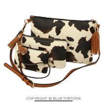 Load image into Gallery viewer, Cow Print Crossbody 3pc Set