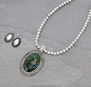 Tailored with Oval Shape Opal Necklace Set