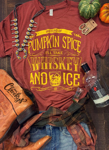 Rust Pumpkin Spice Whiskey and Ice Graphic T-Shirt