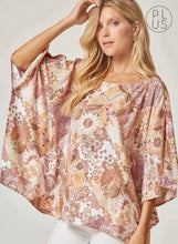 Load image into Gallery viewer, Plus Poncho Floral Woven Blouse Top