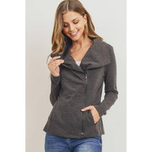 Load image into Gallery viewer, Charcoal Grey Knit Zip Up Jacket
