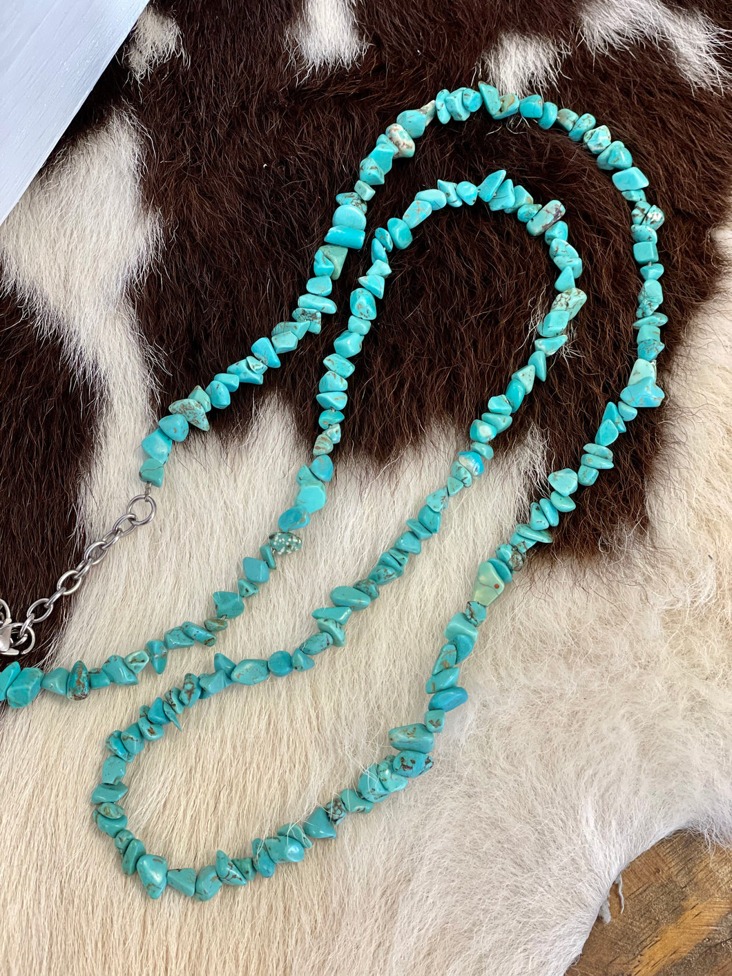 Long Turquoise Stone Beaded Necklace