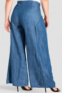 Plus Size Wide Leg Denim Tencel Palazzo Pants