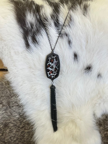 Long Double Sided Leopard Tassel Necklace