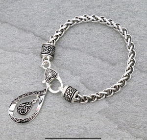 Silver Designer Line Charm Chain Bracelet