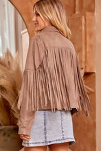 Load image into Gallery viewer, Stone Long Fringe Suede Jacket