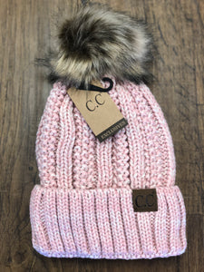 C.C. Fuzzy Lined Two Toned Knitted Beanie