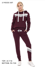 Load image into Gallery viewer, Maroon Chevron Hoodie with Joggers - 2PC SET