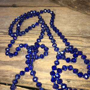 Royal Blue AB 60” Crystal Beaded Necklace