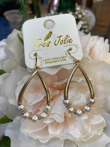 Gold Teardrop Pearl Dangle Earrings